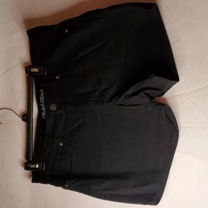Women black denim shorts